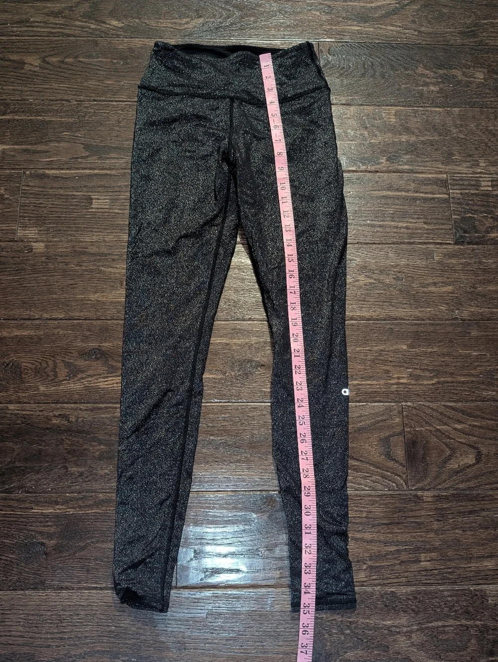 Alo Mid Rise Full Length Leggings Black Silver Sparkly